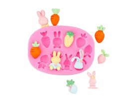 Molde silicona conejitos y zanahorias